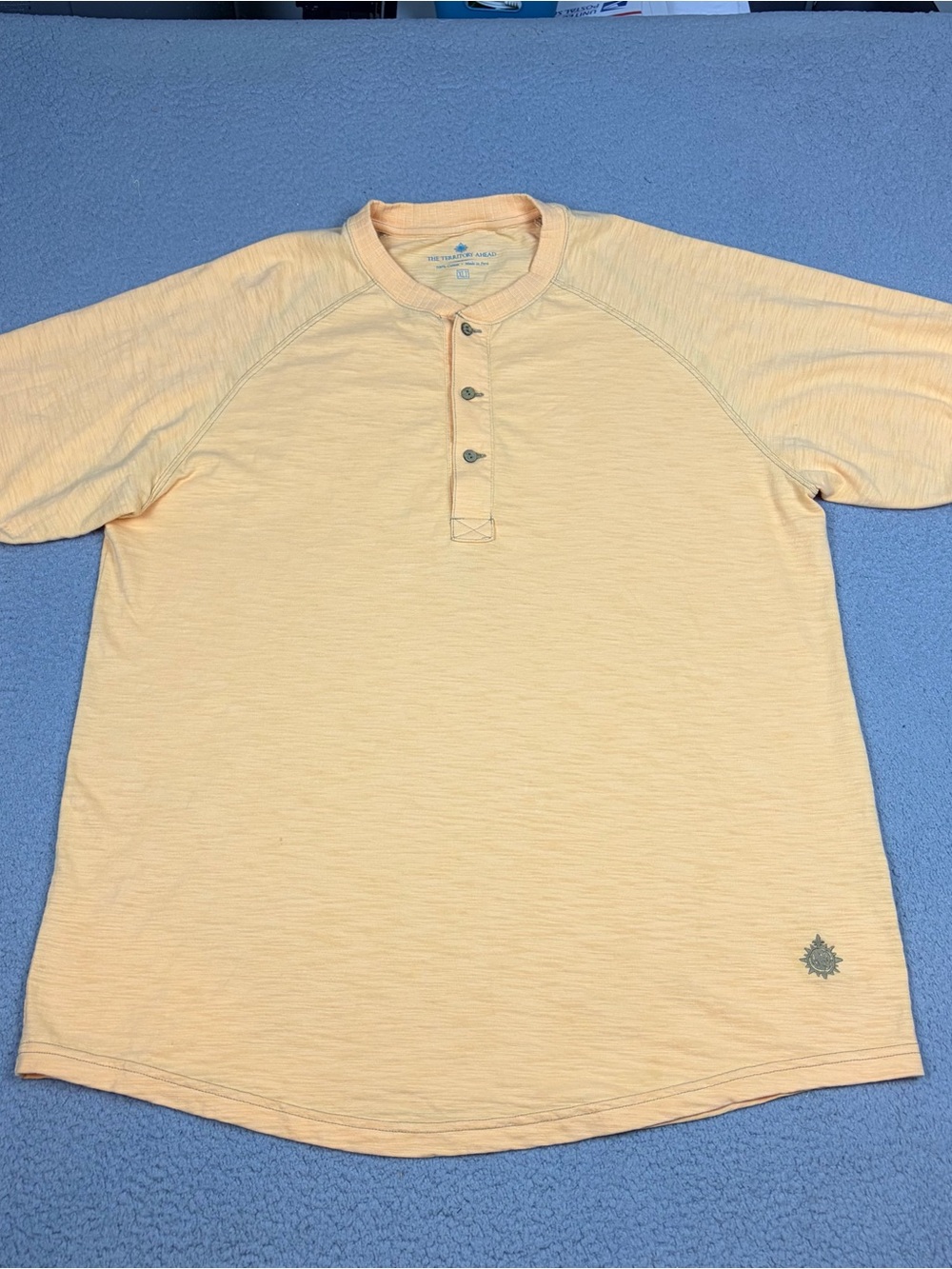 The Territory Ahead Henley Shirt Men's XLT Tall Gold Yellow Short Sleeve